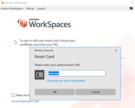 Smart card authentication for WorkSpaces client